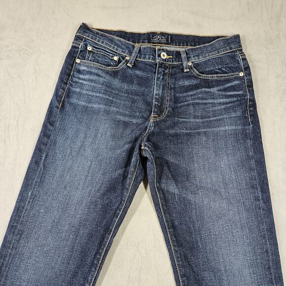 Lucky Brand Jeans Mens 34x30.75 410 Athletic Straight Blue Mid Rise Dark Wash - Picture 2 of 13
